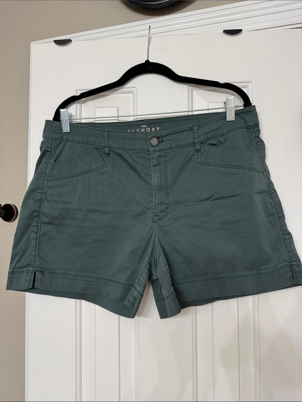 White House Black Market Dark Teal Stretch Bermuda Shorts